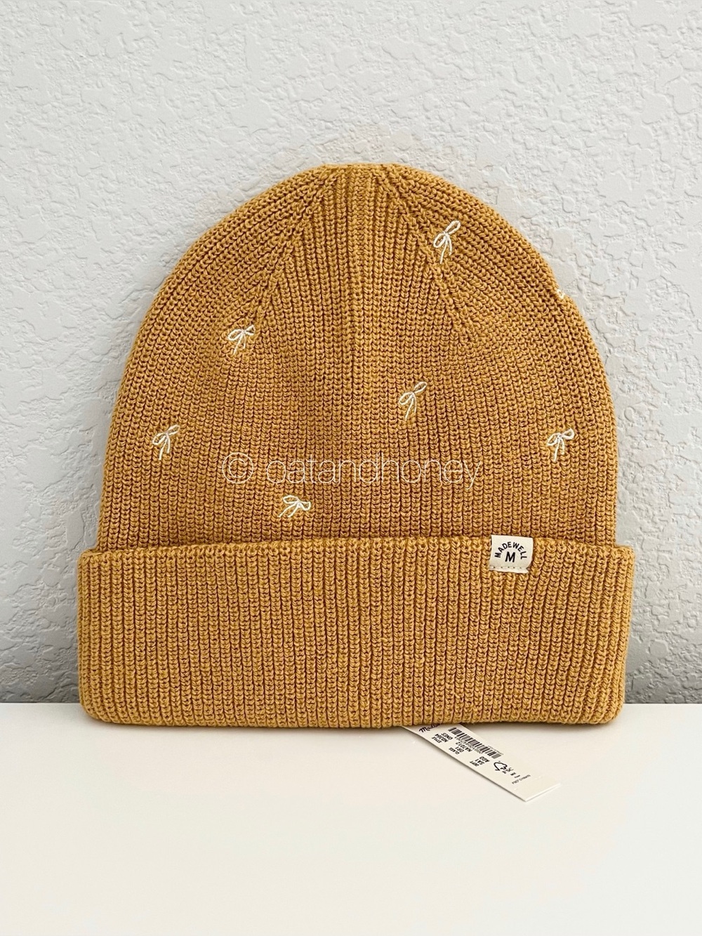 Madewell Bow Embroidered Re(sourced) Cotton Cuffed Beanie - Picture 1 of 2